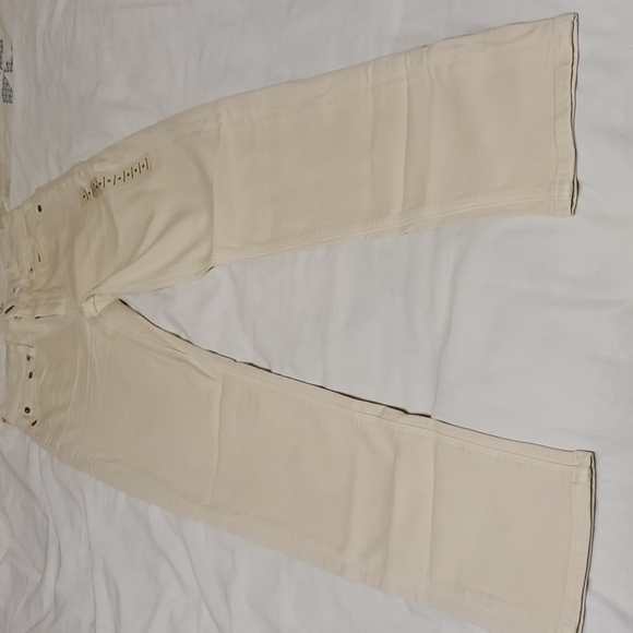 AE Stretch Super High-Waisted Straight Jean in Cream Size 0 / 25W - Picture 3 of 14